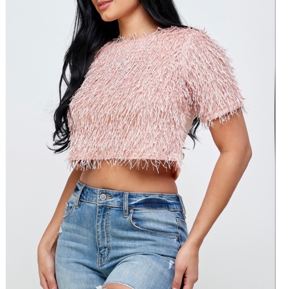 Pink rose crop top
